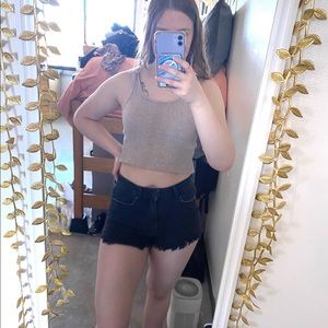 Forever 21 black high rise denim shorts (size:small)